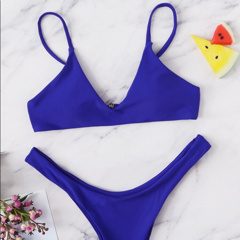 Navy thong bikini set